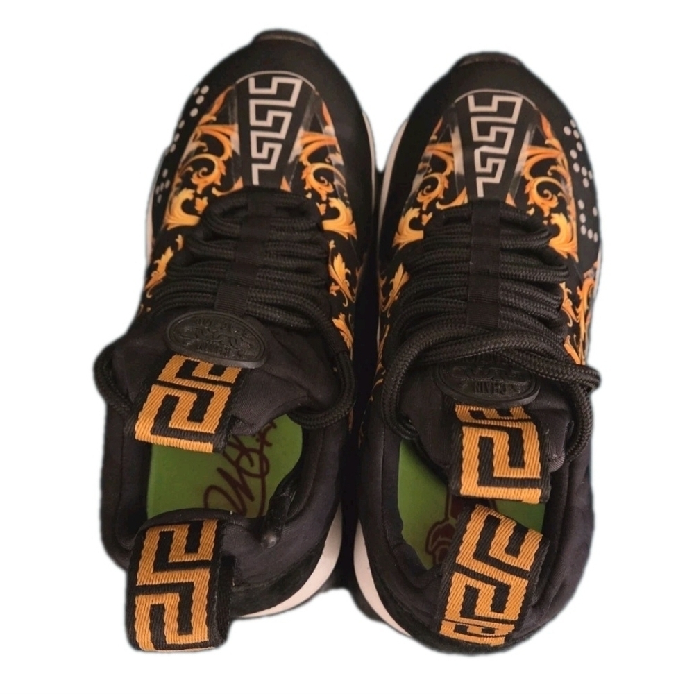 Versace Chain Reaction Baroque Black / Gold Trainers Wmns Size EU 36 US Sz 6 - Picture 4 of 16